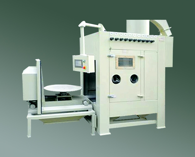 石英坩堝專(zhuān)用噴砂機(jī)，電動(dòng)轉(zhuǎn)臺(tái)自動(dòng)噴砂機(jī)